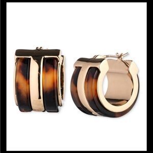 Lauren Ralph Lauren Gold-Tone Tortoise-Look Wide Hoop Earrings/nwt
